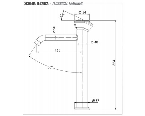 Смеситель для раковины Remer Element ET11LXLBG, золото брашированное