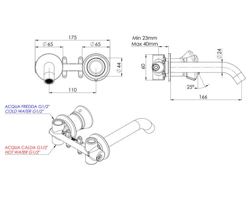 Смеситель для раковины Remer Element ET15PBG, золото брашированное