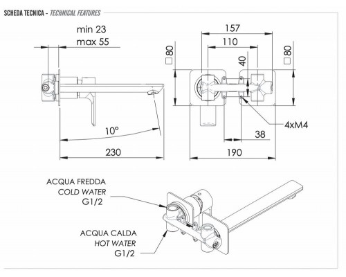 Смеситель для раковины Remer Energy EY15PLNO, черный матовый