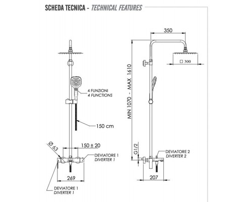 Душевая система Remer Energy EY34A8CPUFD30NO, черный матовый