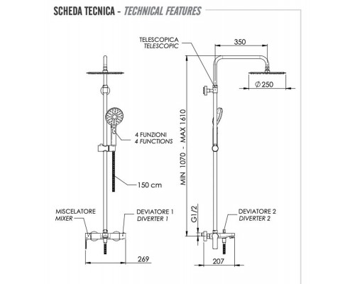Душевая система Remer Energy EY34A8MPUFM25G