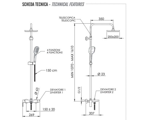 Душевая система Remer Energy EY34ASD20