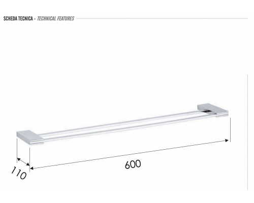 Полотенцедержатель двойной 60 см Remer Flat FT33CR