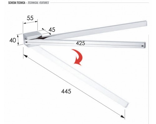 Полотенцедержатель двойной поворотный 45 см Remer Flat FT36CR