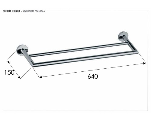 Полотенцедержатель двойной 60 см Remer Guest GS33CR
