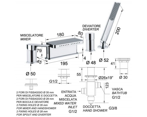 Смеситель для ванны Remer Infinity I06NO, черный матовый