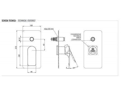 Смеситель для душа Remer Infinity I09KBBG, золото брашированное