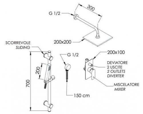 Душевая система Remer Infinity I09S07OBO, белый матовый