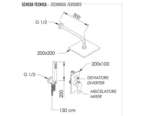 Душевая система Remer Infinity I09S08OBG, золото брашированное