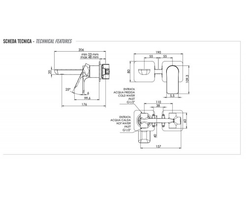 Смеситель для раковины Remer Infinity I15PCFP, черный брашированный хром
