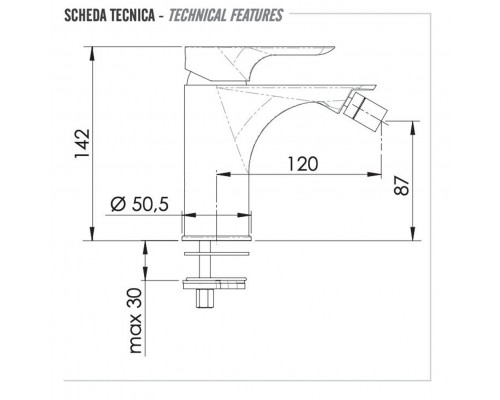 Смеситель для биде Remer Infinity I22BG, золото брашированное