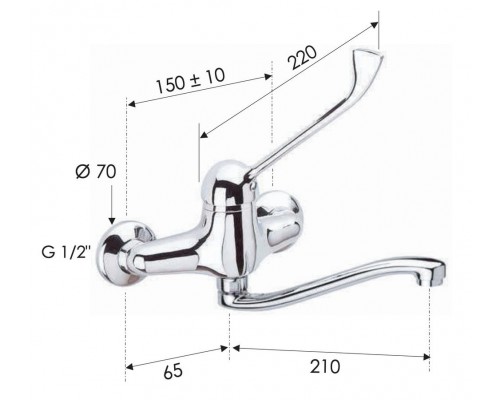 Смеситель медицинский для раковины Remer K45S