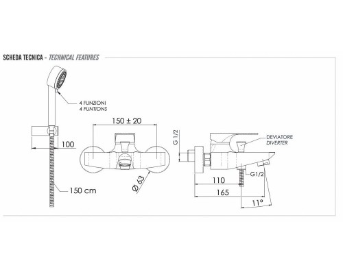 Смеситель для ванны Remer Class Line L02