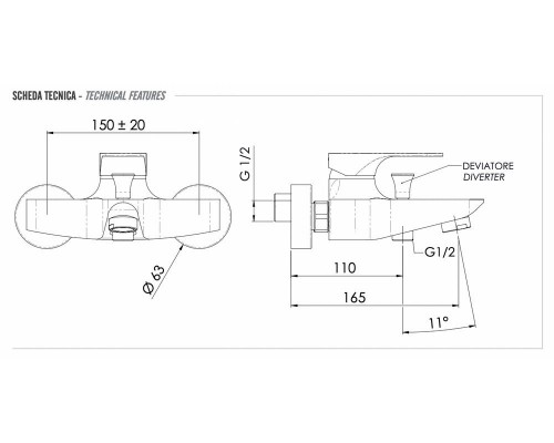 Смеситель для ванны Remer Class Line L05