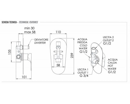 Смеситель для душа Remer Class Line L09L