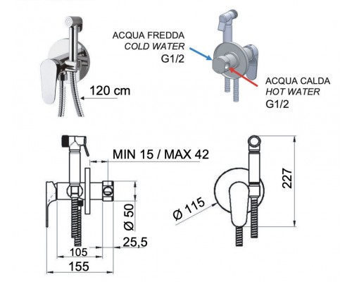 Гигиенический душ Remer Class Line L65W