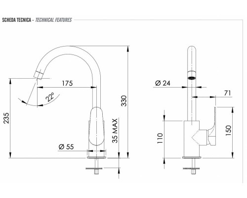 Смеситель для кухни Remer Class Line L72