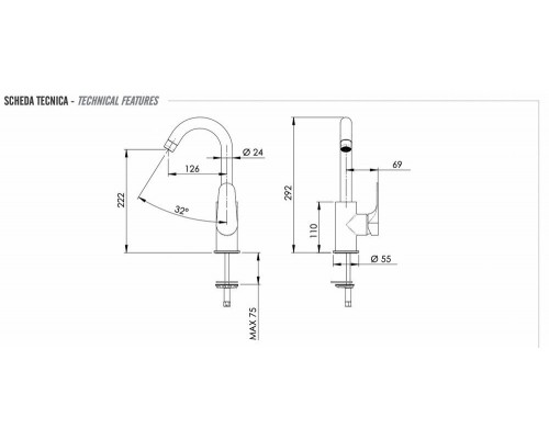 Смеситель для раковины Remer Class Line L72C