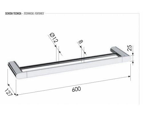 Полотенцедержатель двойной 60 см Remer Lounge LN33BO, белый матовый