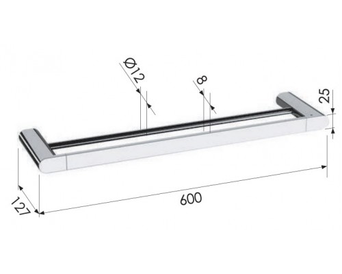 Полотенцедержатель двойной 60 см Remer Lounge LN33NP, никель брашированный