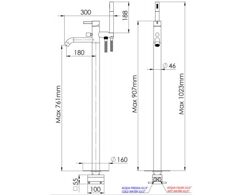 Смеситель для ванны Remer Metrica MC08