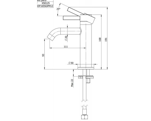 Смеситель для раковины Remer Metrica MC12NO, черный матовый