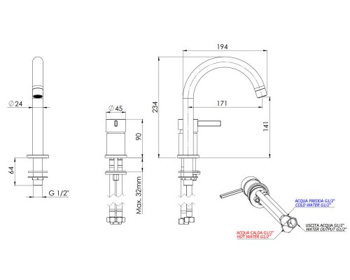 Смеситель для раковины Remer Metrica MC57