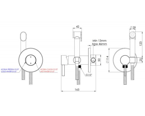 Гигиенический душ Remer Metrica MC65WCFP, черный брашированный хром