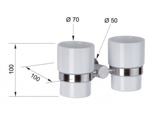 Стакан двойной Remer Minimal INOX Mi16INOXCR, нержавеющая сталь