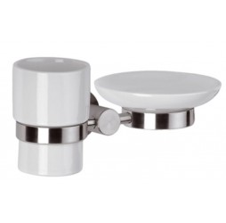 Стакан с мыльницей Remer Minimal INOX Mi17INOXCR, нержавеющая сталь