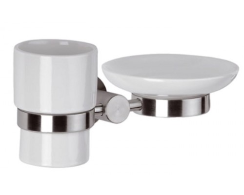 Стакан с мыльницей Remer Minimal INOX Mi17INOXCR, нержавеющая сталь