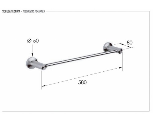 Полотенцедержатель 60 см Remer Minimal INOX Mi30INOXCR, нержавеющая сталь