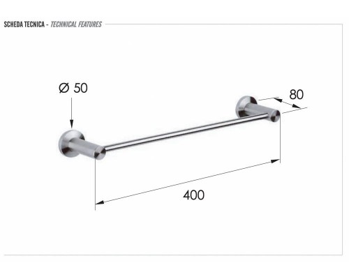 Полотенцедержатель 40 см Remer Minimal INOX Mi40INOXCR, нержавеющая сталь