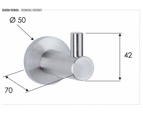 Крючок Remer Minimal INOX Mi50INOXCR, нержавеющая сталь