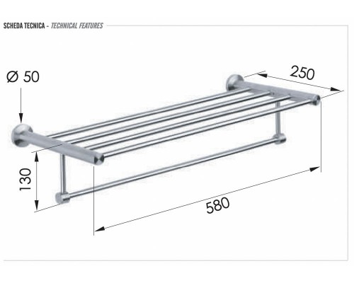 Полка 60 см Remer Minimal INOX Mi70INOXCR, нержавеющая сталь