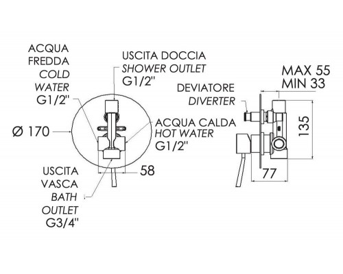 Смеситель для душа Remer Minimal N09L