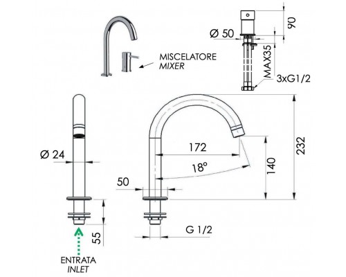 Смеситель для раковины Remer Minimal N57