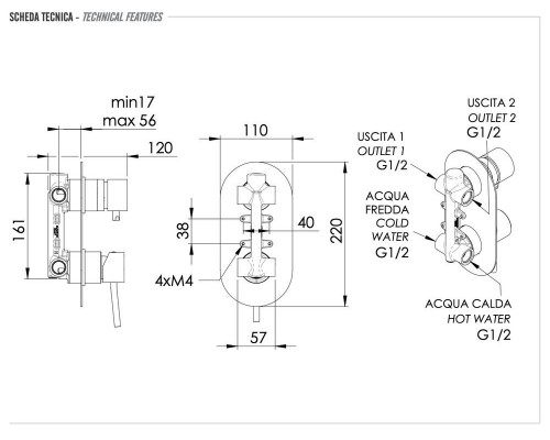 Смеситель для душа Remer Minimal N92