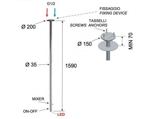 Смеситель для раковины с подсветкой Remer X Style NR17