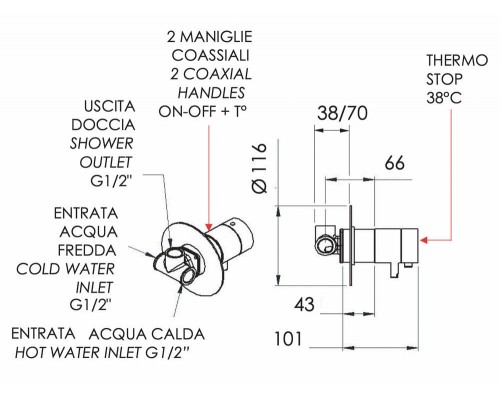 Смеситель для душа Remer Elegance NT30NO, черный матовый