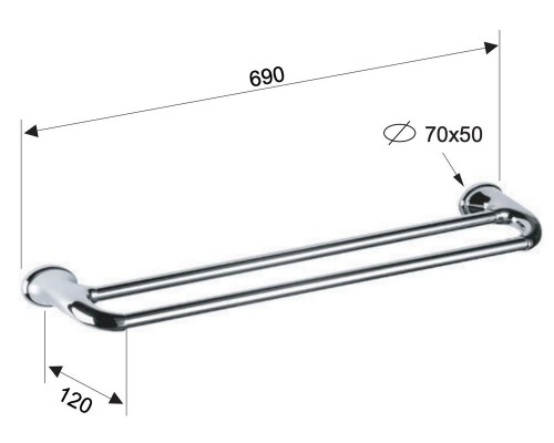 Полотенцедержатель двойной 69 см Remer NV33CR