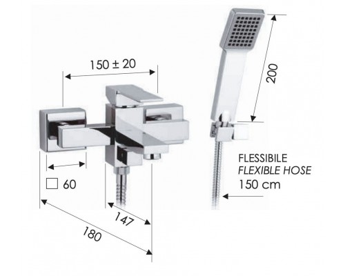 Смеситель для ванны Remer Qubika Q02
