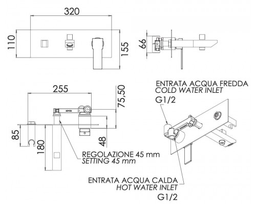 Смеситель для ванны Remer Qubika Q04
