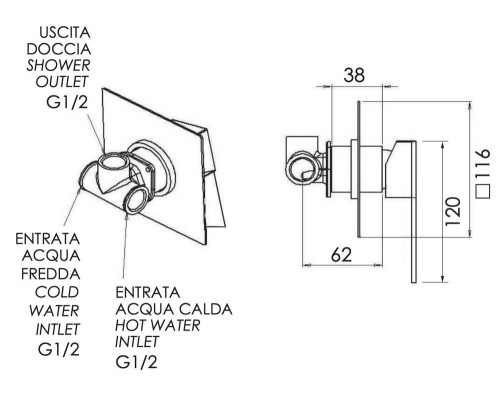 Смеситель для душа Remer Qubika Q30NO, черный матовый