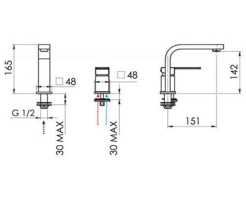 Смеситель для раковины Remer Qubika Q57
