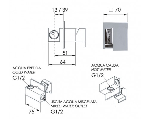 Смеситель для гигиенического душа Remer Qubika Q63