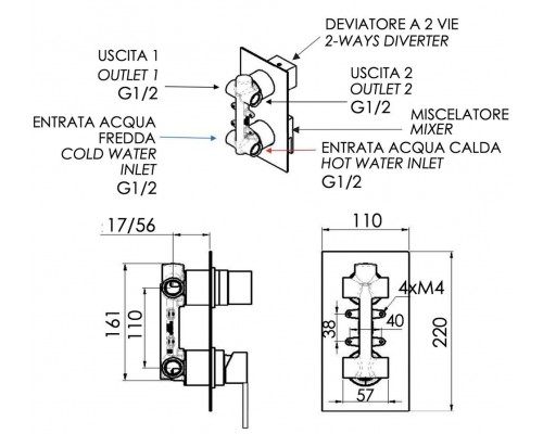Смеситель для душа Remer Qubika Q92