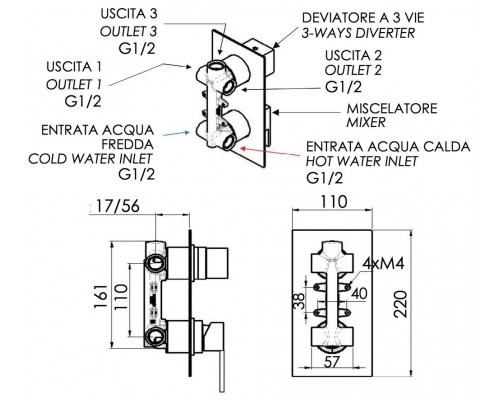 Смеситель для душа Remer Qubika Q93