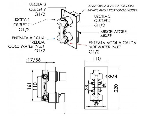 Смеситель для душа Remer Qubika Q937