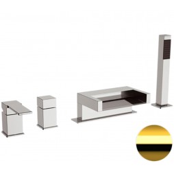 Смеситель для ванны Remer Qubika Cascata QC06DO, золото глянцевое